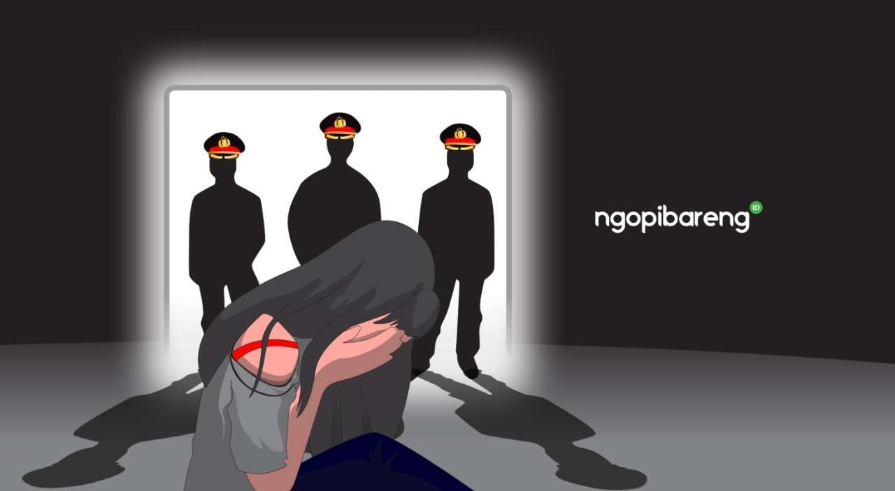 Ilustrasi tindak asusila anggota polisi terhadap istri. (Grafis: Fa Vidhi/Ngopibareng.id)