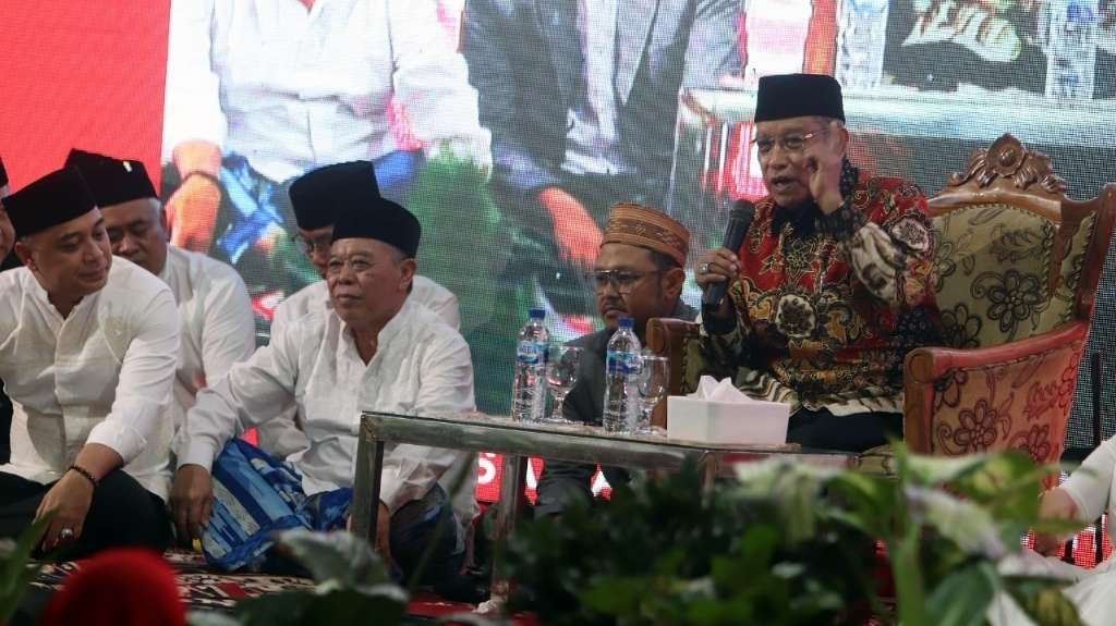 Mantan Ketua PBNU, Kh Said Aqil Siradj saat memberi tausiyah dalam kegiatan Istighosah DPD PDI Perjuangan Jatim di Surabaya, Kamis 26 Januari 2023. (Foto: Fariz Yarbo/Ngopibareng.id)