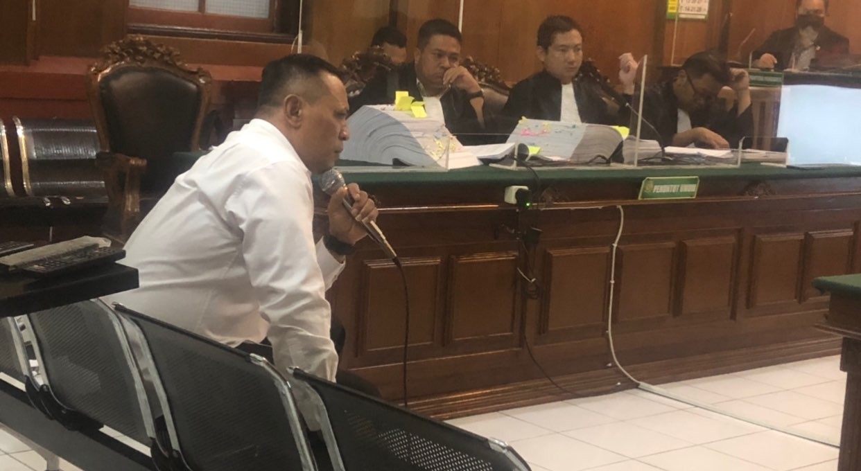 Security Officer Arema FC, Suko Sutrisno jadi saksi di sidang tragedi Kanjuruhan. (Foto: Andhi Dwi/Ngopibareng.id)