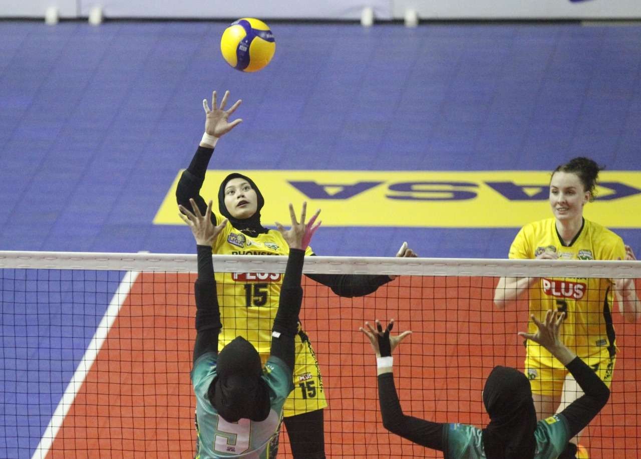 Pemain Gresik Petrokimia Pupuk Indonesia (GPP) saat tampil di Proliga. (Foto: Proliga)