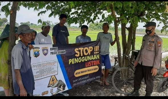 Imbauan dan larangan Polres Lamongan untuk tidak memasang jebakan tikus yang dialiri listrik. (Foto:Istimewa)