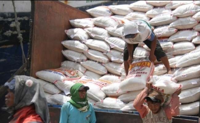 Bulog keluarkan beras dari gudang untuk dukung operasi pasar. (Foto: Antara)