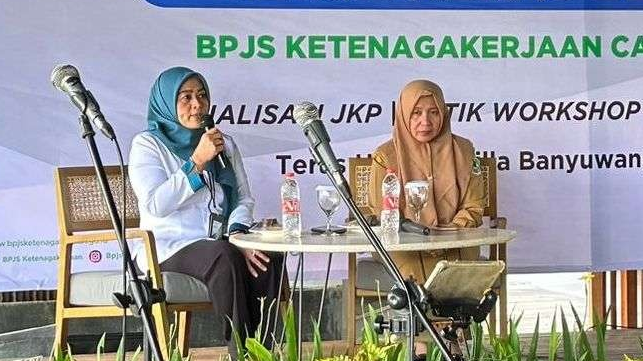 Kepala Cabang BPJS Ketenagakerjaan memberikan penjelasan tentang program JKP. (Foto: Istimewa)