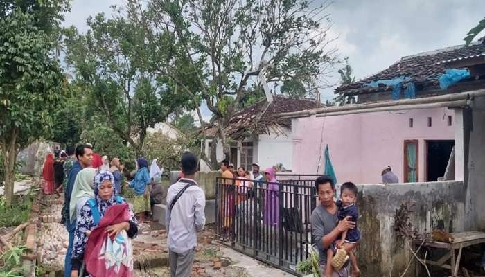 Beberapa rumah warga Desa Sukamakmur, Kecamatan Ajung, Jember yang rusak diterjang puting beliung (Foto: Dok BPBD Jember)