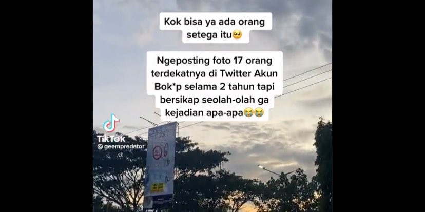 Tangkapan layar akun Tiktok @geempredator terkait penyebaran foto oleh terduga pelaku (Foto: Twitter.com)