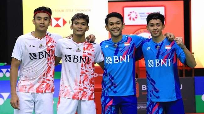 Dua ganda putra Indonesia Bagas/Fikri dan Fajar/Rian akan saling berhadapan di perempat final All England 2023.  (Foto: PBSI)