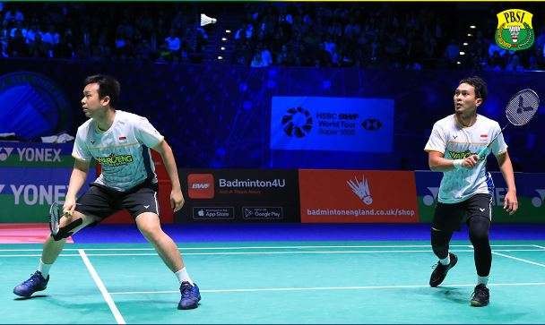 Pasangan Muhammad Ahsan/Hendra Setiawan melaju ke final All England 2023. (Foto: PBSI)