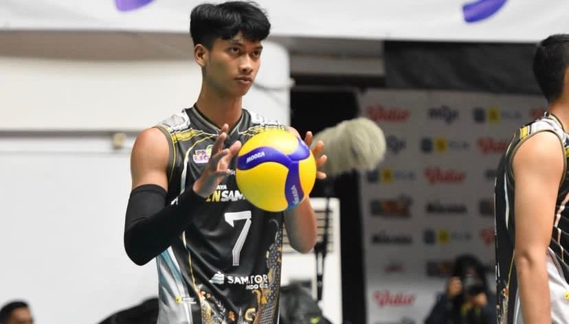 Opposite Spiker Surabaya BIN Samator, Rama Fazza Fauzan saat tampil membela timnya pada ajang Proliga 2023 (Foto: Instagram/@Ramafazza.f)