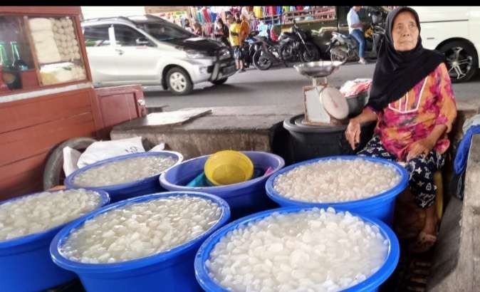 Biji kolang kaling atau buah atap jadi primadona saat bulan puasa. Bahan untuk kolak dan es campur. (Foto: Asmsanu Sudharso/Ngopibareng.id)