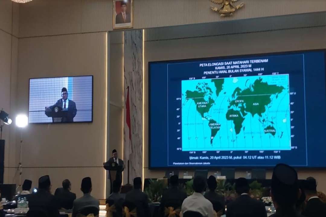 Kementerian Agama (Kemenag) melaporkan secara astronomis posisi hilal di Indonesia pada saat sore, Kamis 20 April 2023 belum memenuhi kriteria. (Foto: Ant)