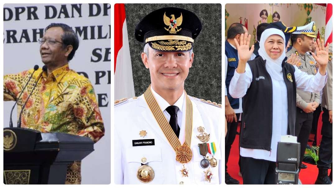 Pakar Komunikasi Politik Unair Suko Widodo menyebut nama Mahfud MD dan Khofifah layak jadi Cawapres bagi Ganjar Pranowo. (Foto: Kolase)