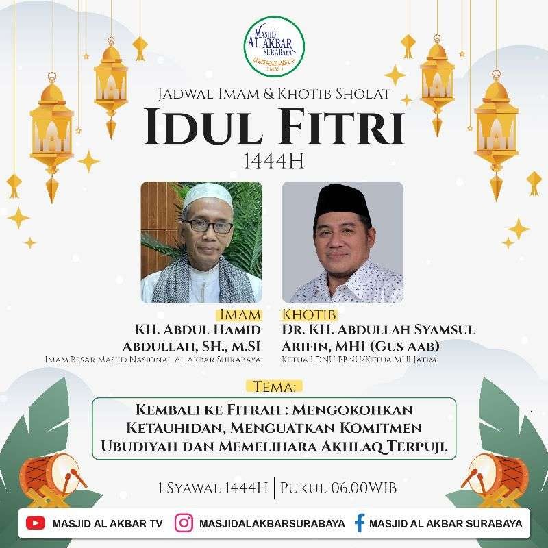 Salat Ied di Masjid Nasional Al Akbar Surabaya atau Masjid Agung (MAS) digelar Sabtu, 22 April 2023. (Foto: Instagram @majidalakbarsurabaya)