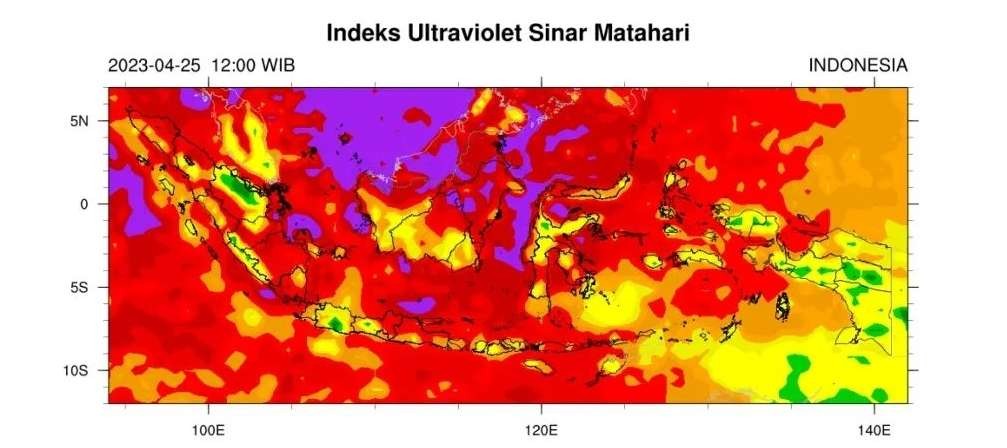 Indeks paparan ultraviolet sinar matahari hari ini, 25 April 2023. (Foto: Tangkapan Layar)