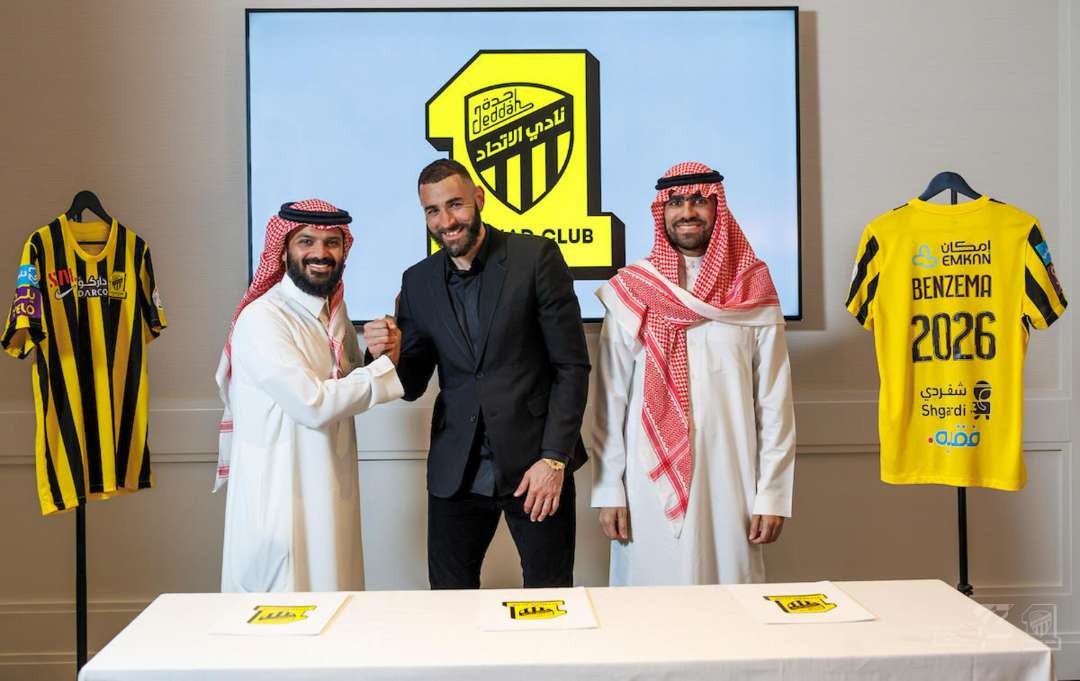 Karim Benzema resmi gabung Al Ittihad dengan kontrak berdurasi tiga tahun. (Foto: Twitter/@Ittihad_en)