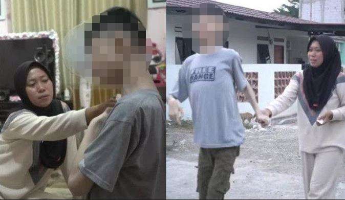 Huang Che Ming menjadi anak asuh Siti Aisah di Karawang. Lolos dari deportasi karena kemanusiaan. (Foto: Kolase TikTok)