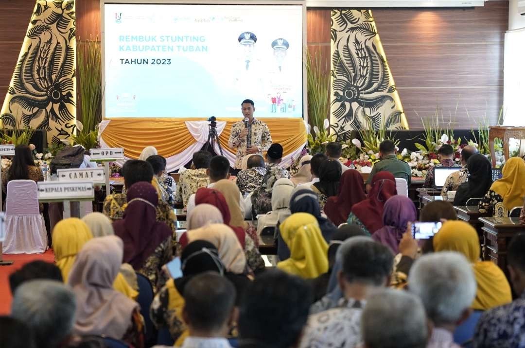 Rembuk stunting di Ruang Rapat Lantai 3 Setda Tuban (dok Pemkab Tuban)