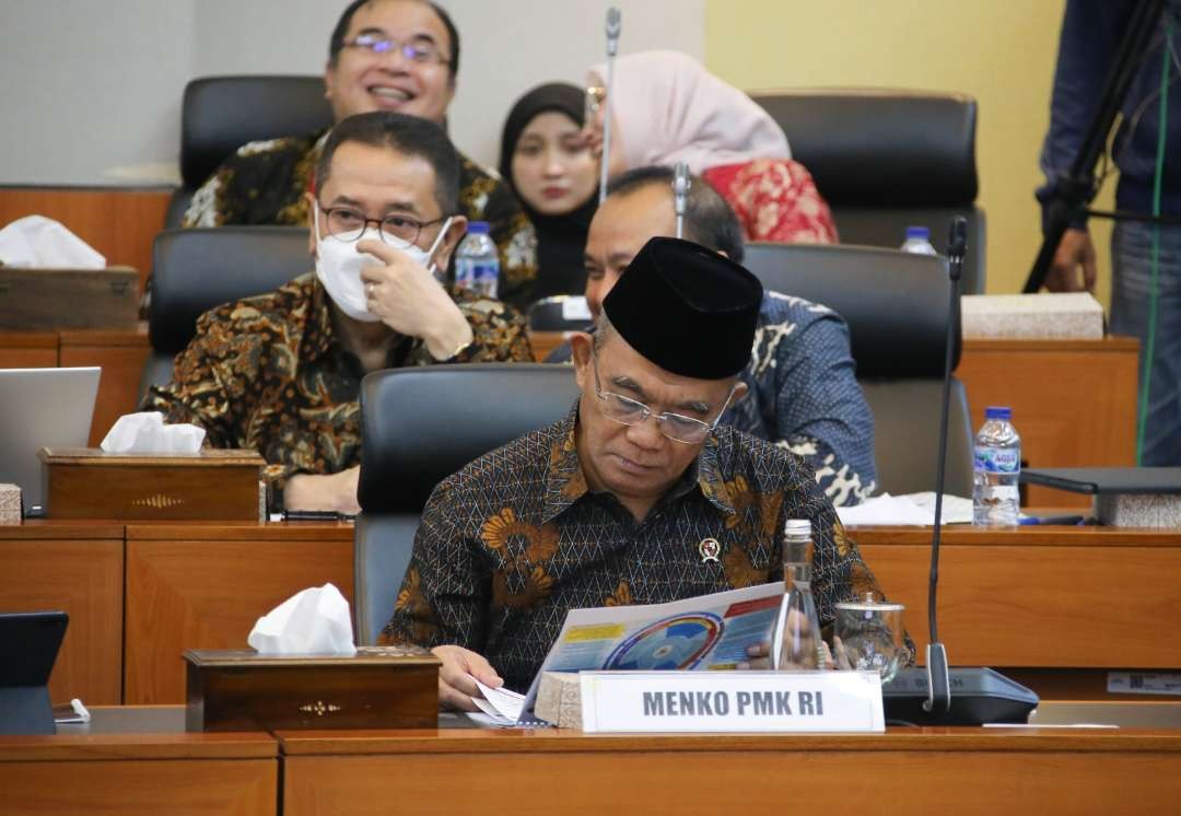 Menteri Koordinator Bidang Pembangunan Manusia dan Kebudayaan (Menko PMK) Muhadjir Effendy dalam Rapat Kerja Anggaran bersama Badan Anggaran DPR RI di gedung DPR, Jum’at 9 Juni 2023, dengan agenda membahas Rencana Kerja dan Anggaran Kemenko PMK dalam Rancangan Anggaran Pendapatan dan Belanja Negara (RAPBN) tahun 2024, di DPR RI, pada Jumat 9 Juni 2023. (Foto: dok. Istimewa)