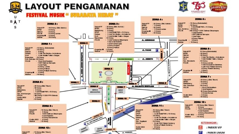 Titik pengamanan saat konser di Balai Kota Surabaya. (Foto: Dokumentasi Pemkot Surabaya)