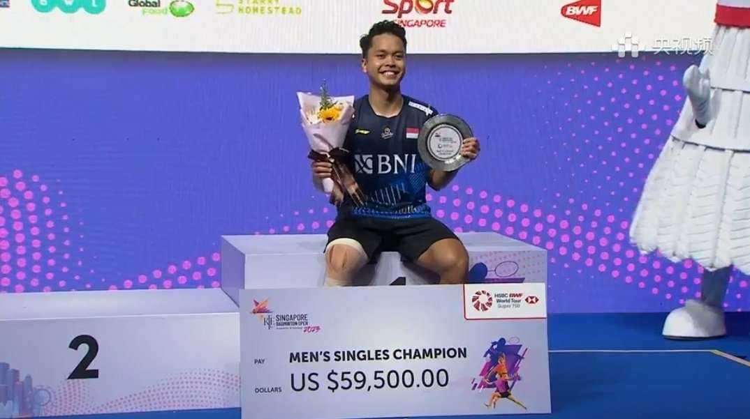 Anthony Ginting juara Singapore Open 2023, Minggu 11 Juni. (Foto: Twitter)