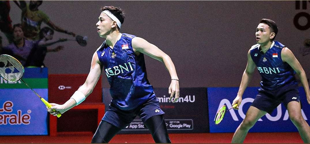 Pasangan Indonesia Fajar Alfian-Muhammad Rian menang mudah atas ganda Denmark di hari pertama Indonesia Open 2023