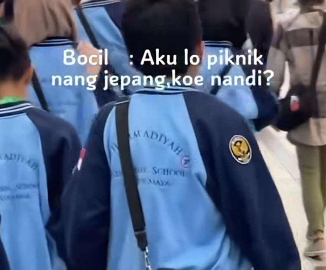 Tangkapan layar siswa SD Muhammadiyah 4 Surabaya berangkat ke Jepang untuk study exchange. (Foto: Tangkapan layar Instagram)