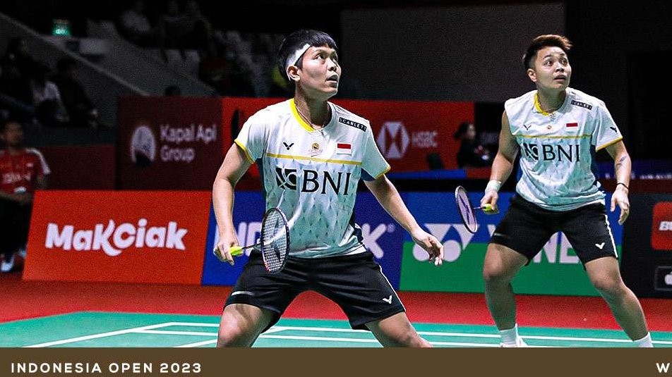 Ganda putri Apriyani/Fadia tumbang di perempat final Indonesia Open 2023 dari pasangan Jepang, Yuki Fukushima/Sayaka Hirota. (Foto: Twitter @INABadminton)