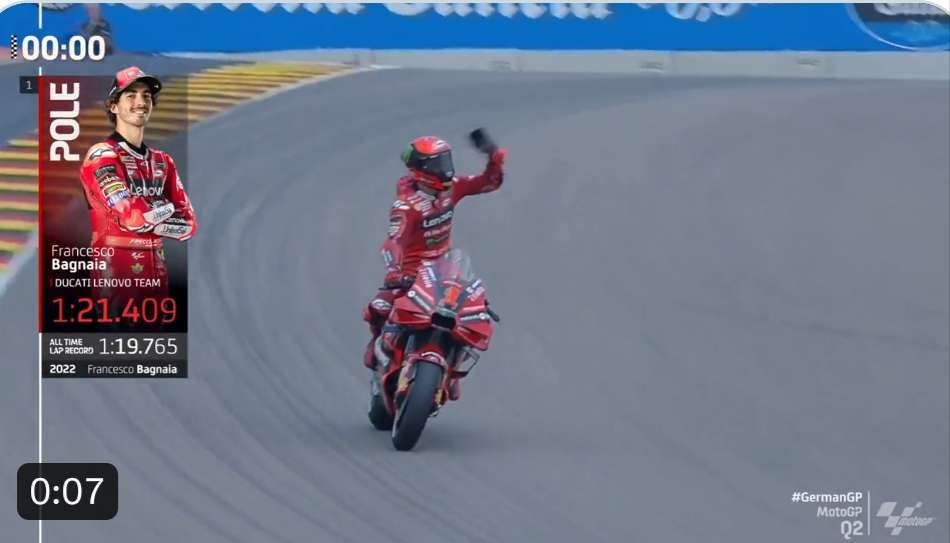 Francesco 'Pecco' Bagnaia pole position MotoGP Jerman. (Foto: Twitter MotoGP)