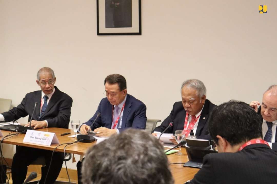 Menteri Pekerjaan Umum dan Perumahan Rakyat (PUPR) Basuki Hadimuljono menghadiri Pertemuan ke-21 The High-level Experts and Leaders Panel  (HELP) on Water and Disasters di Spanyol, Senin 26 Juni 2023. (Humas PUPR)