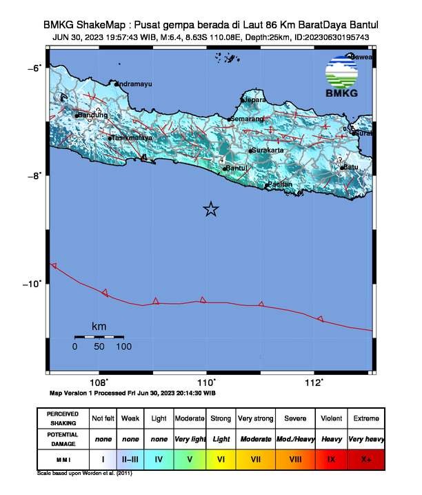 Gempa Bumi Di Bantul, Getaran Terasa Di 22 Daerah