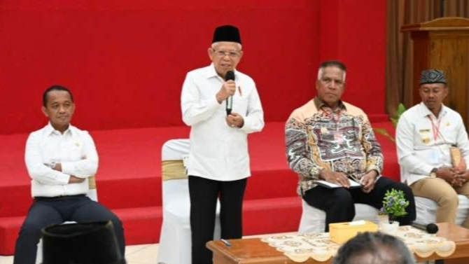 Wapres Ma'ruf Amin bicara tentang kerukunan dan toleransi di Papua Barat. (Foto: Setwapres)