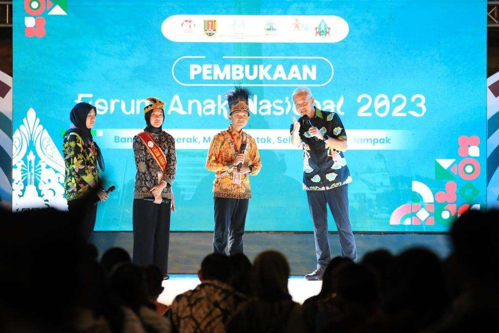 Gubernur Jawa Tengah, Ganjar Pranowo di Forum Anak Nasional 2023, Kamis 20 Juli. (Foto: Humas Pemprov Jateng)