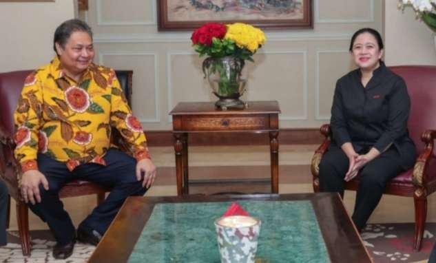 Ketua Umum Partai Golkar Airlangga Hartarto bertemu ketua PDI P Puan Maharani setelah digoyang kadernya sendiri (Foto: MC PDIP)i