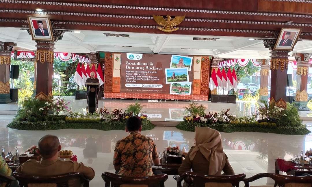 Sosialisasi dan bincang budaya di Pemkab Mojokerto.(Foto Deni Lukmantara/Ngopibareng)