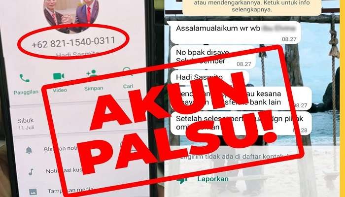 Tangkap layar akun palsu mengatasnamakan Sekda Jember meminta transfer uang (Foto: Dok Diskominfo Jember)