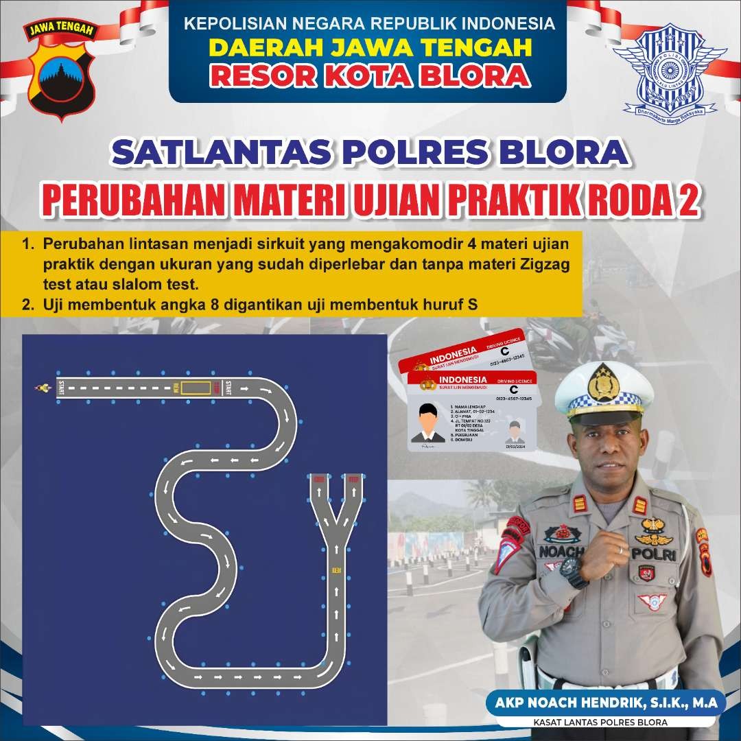 Perubahan sirkuit ujian SIM di Blora (Foto: Satlantas Polres Blora)