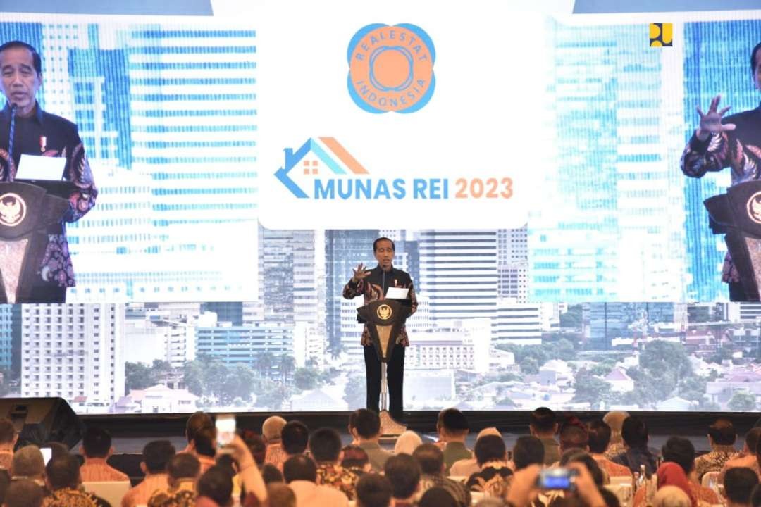 Presiden Jokowi membuka MUNAS REI, Rabu 9 Agustus 2023. (Foto: Dokumentasi PUPR)