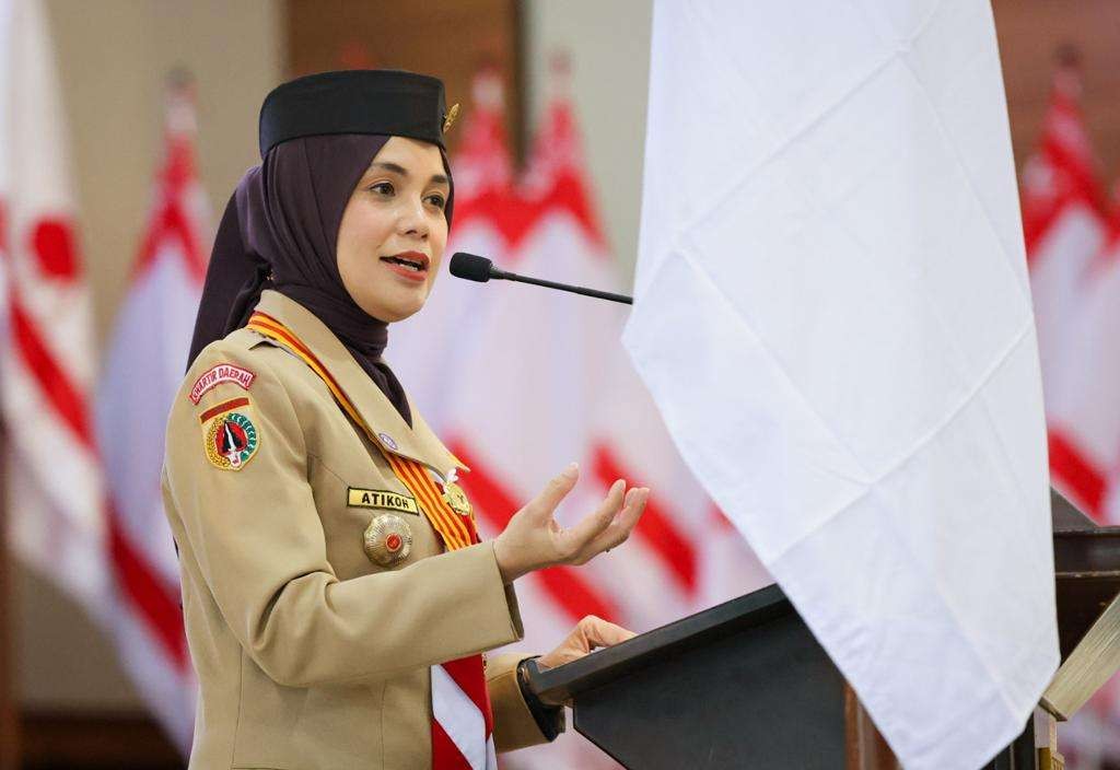 Ketua Kwartir Daerah Jawa Tengah, Siti Atikoh Ganjar Pranowo, lega kondisi kontigen Jawa Tengah sehat dan aman. (Foto: Humas Pemprov Jateng)