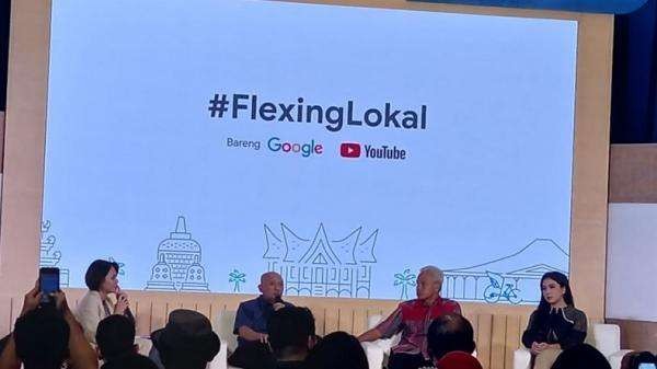 Gubernur Jawa Tengah (Jateng) Ganjar Pranowo menghadiri acara Flexing Lokal bareng Google dan YouTube di Lokananta Kota Solo. (Foto: Dok Jateng)