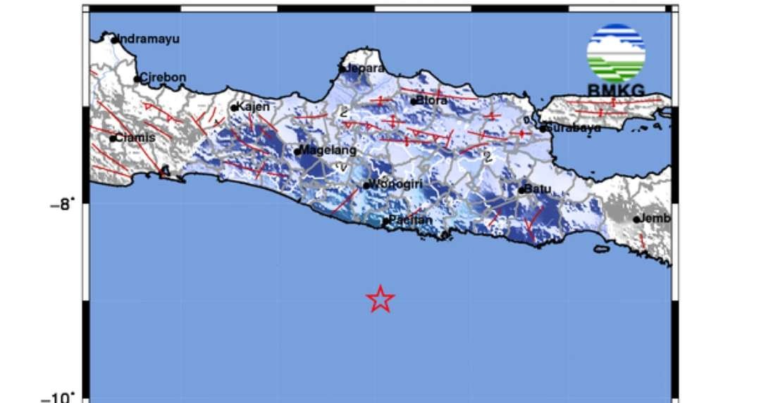 Gempa Magnitudo 5.0 mengguncang Pacitan. (Foto: X)