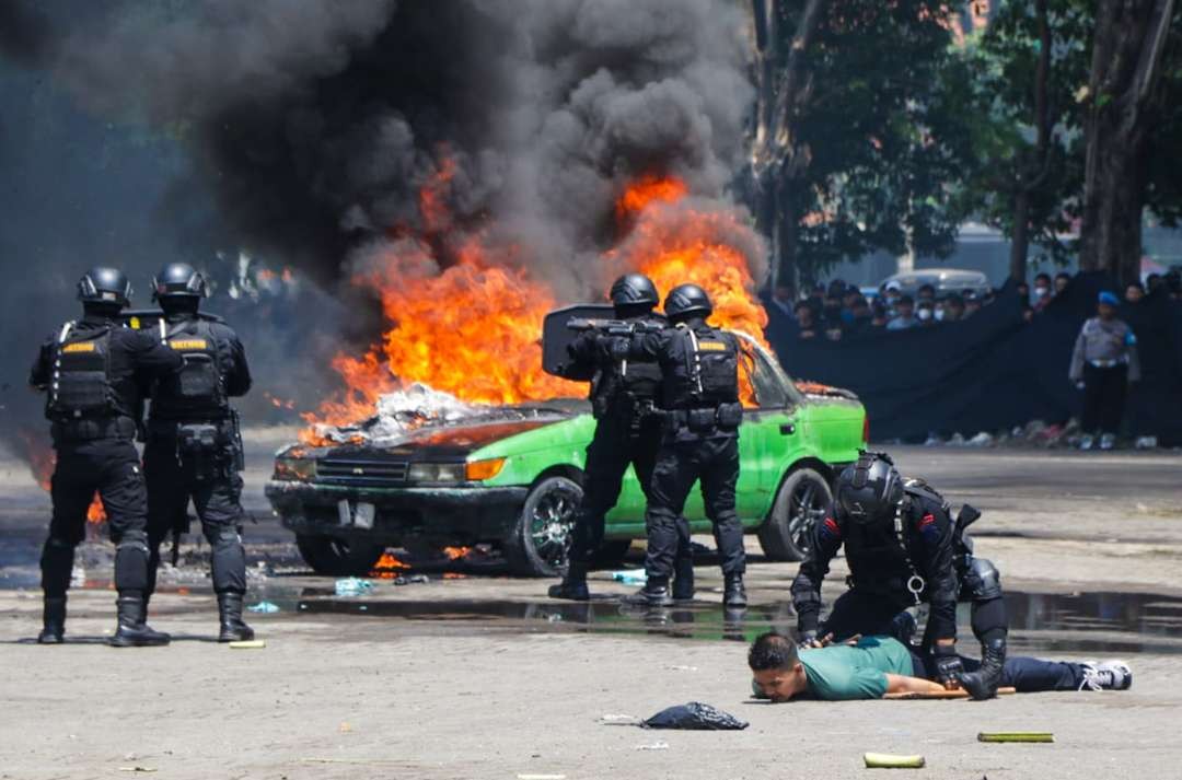 Suasana Sispamkota di GOR Sidoarjo, Jawa Timur. (Foto: Aini Arifin/Ngopibareng.id)