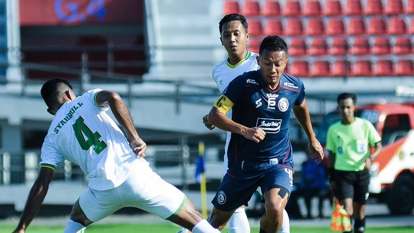 Jalannya laga antara Arema FC melawan Persikabo 1973 di pekan ke-10 kompetisi Liga 1. (Foto: Twitter @Aremafcoffical)