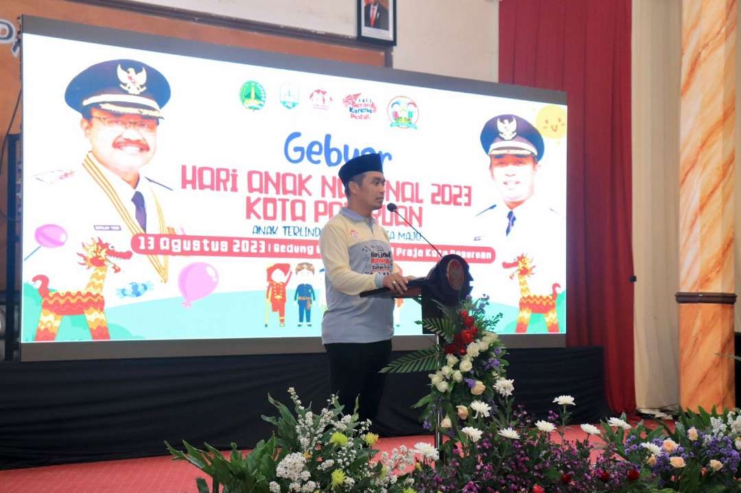 Wakil Walikota Pasuruan H. Adi Wibowo, S.T.P., M.Si (Mas Adi) menghadiri Gebyar Hari Anak Nasional 2023 Kota Pasuruan bertempat di Gedung Gradika Bhakti Praja pada Minggu, 13 Agustus 2023. (Foto: Pemkot Pasuruan)