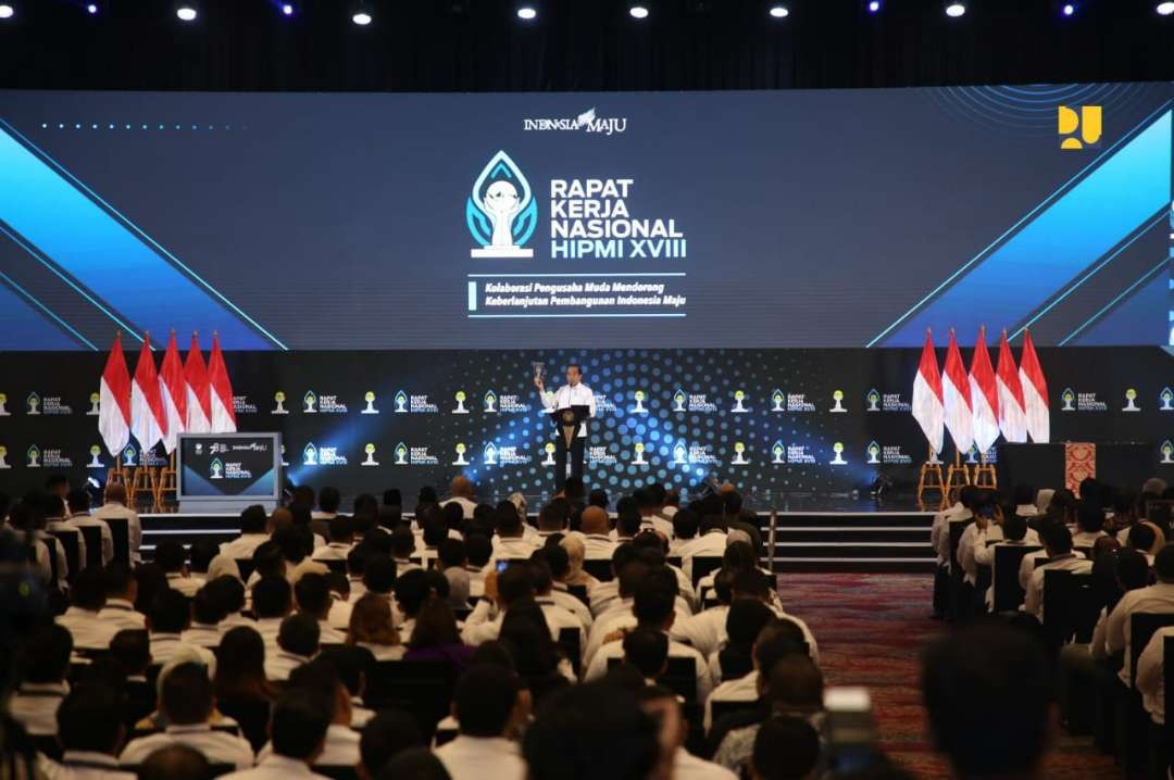 Presiden Joko Widodo saat menghadiri Rakernas HIPMI 2023. (Foto: Biro Komunikasi Publik Kementerian PUPR)