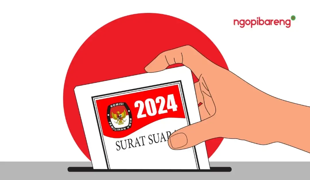 Surat suara di Pemilu 2024. (ilustrasi: ngopibareng.id)