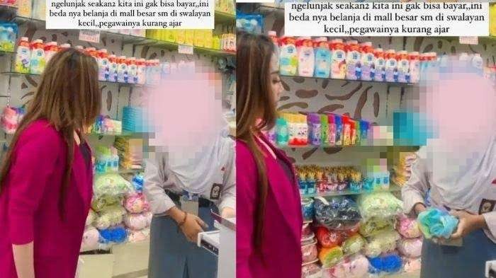 Luluk, istri anggota kepolisian Probolinggo membentak-bentak siswi magang di swalayan. (Foto: Tangkapan layar)