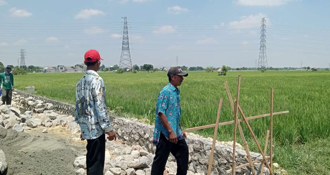 Petani Tuban melakukan protes proyek pembuatan drainase permanen, mereka minta pembuatan drainase agar menggunakan U Ditch (Ngopibareng.id/Khoirul Huda)