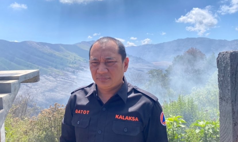 Kepala Pelaksana BPBD Provinsi Jawa Timur, Gatot Soebroto saat ditemui di Dusun Jemplang, Kecamatan Poncokusumo, Kabupaten Malang (Foto: Lalu Theo/Ngopibareng.id)