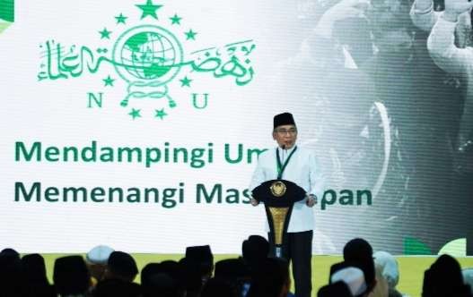 Ketua Umum PBNU KH Yahya Cholil Staquf menyebut Semua urusan yang menyangkut NU mulai komunikasi, surat menyurat, informasi, sampai dengan transaksi dilakukan dengan melakukan teknologi digital. (Foto: MC PBNU)