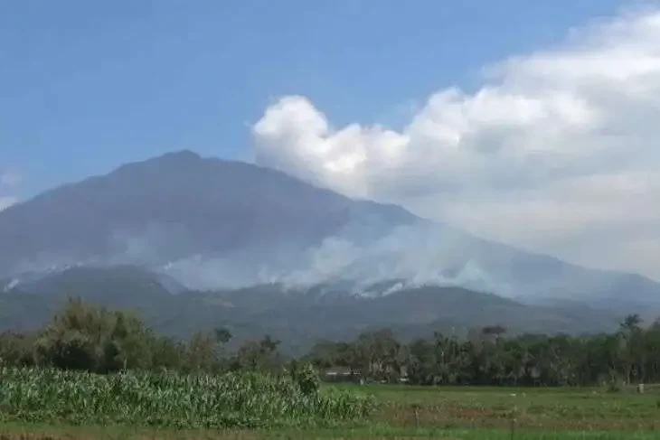 Kebakaran hutan di Gunung Lawu mendekati kawasan kebun teh Jamus, Desa Sine, Kecamatan Sine, Kabupaten Ngawi, pada Sabtu 9 September 2020 lalu (Foto: Istimewa/Antara)