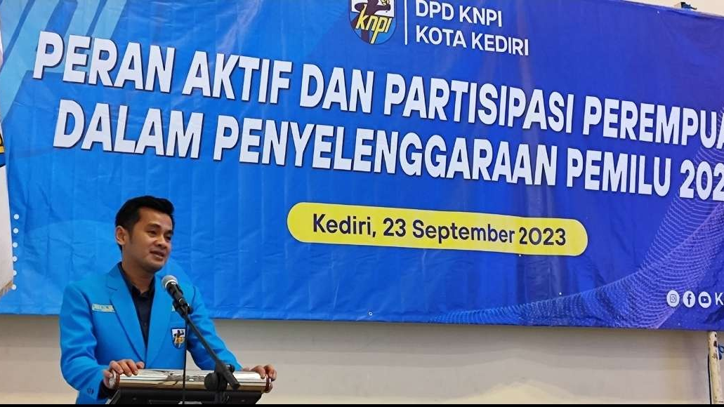 Dewan Pengurus Daerah (DPD) Komite Nasional Pemuda Indonesia (KNPI) Kota Kediri menggelar seminar bertema Peran Aktif Dan Partisipasi Perempuan Dalam Penyelenggaraan Pemilu 2024, Sabtu 23 September 2023. (Foto: Fendi Lesmana/Ngopibareng.id)